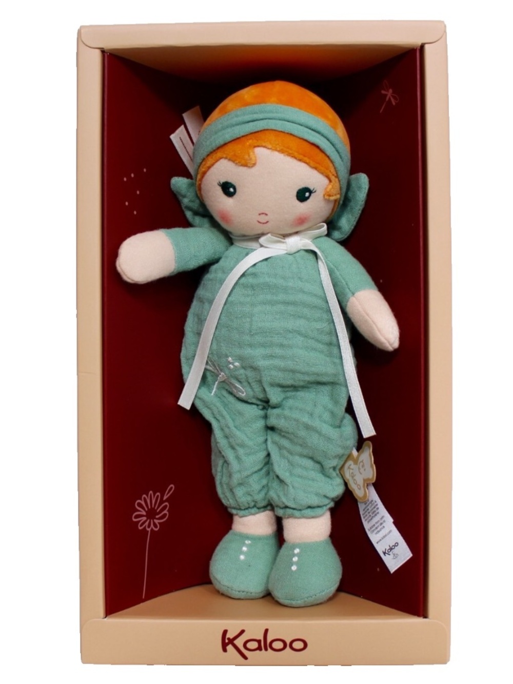 Kaloo Tendresse Olivia Doll Soft Fabric Plush Medium 10" Green NEW